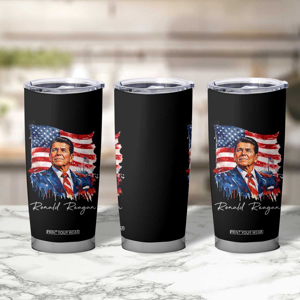 Ronald Reagan Patriotic American Flag President Tumbler Cup TS14 Print Your Wear