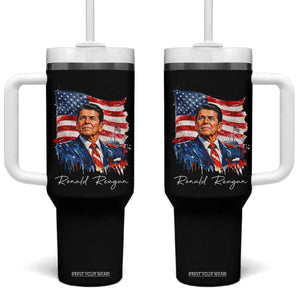 Ronald Reagan Patriotic American Flag President Tumbler With Handle TS14 One Size: 40 oz Black Print Your Wear
