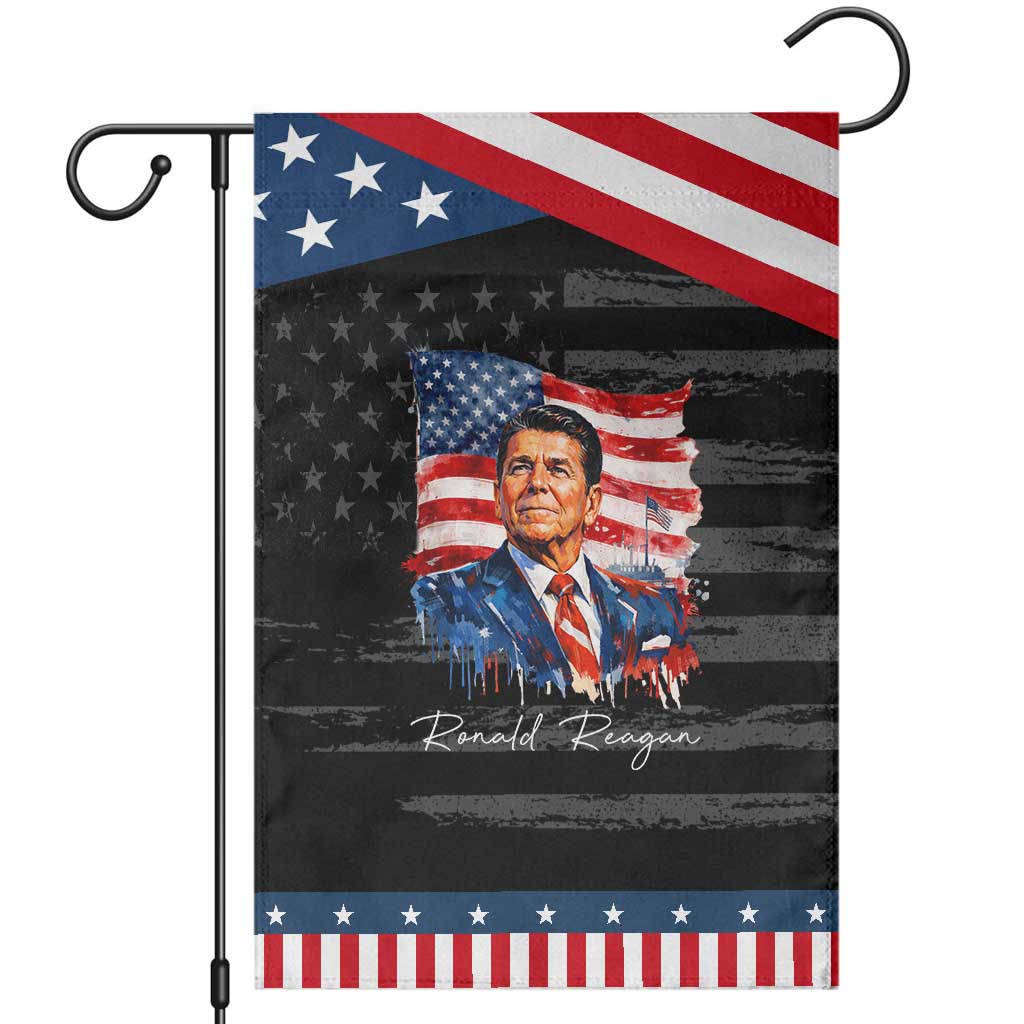 Ronald Reagan Patriotic American Flag President Garden Flag TS14 Distressed Black Blue Print Your Wear