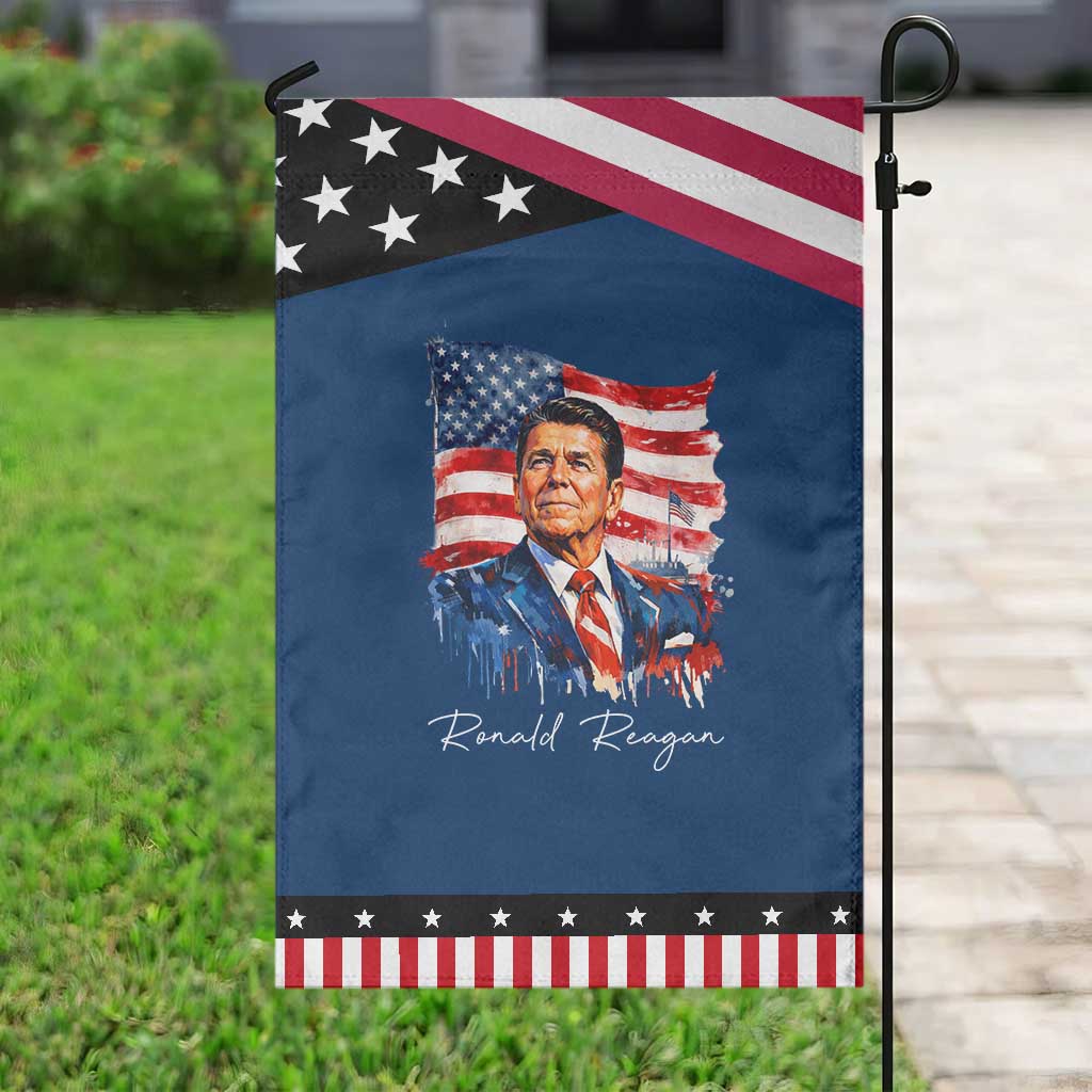 Ronald Reagan Patriotic American Flag President Garden Flag TS14 Classic Blue Black Print Your Wear