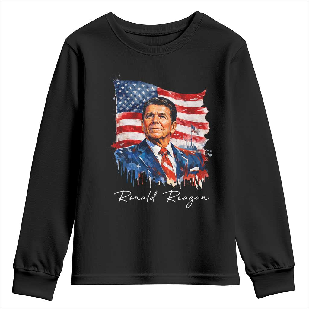 Ronald Reagan Patriotic American Flag President Youth Sweatshirt TS14 Black Print Your Wear