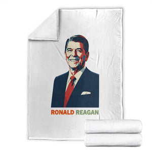 Ronald Reagan Throw Blanket American Flag US President TS14 White Print Your Wear