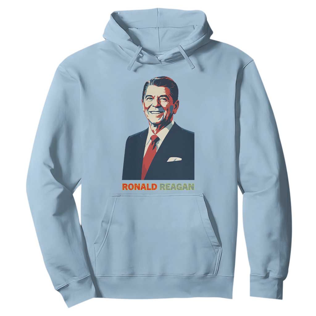Ronald Reagan Hoodie American Flag US President TS14 Light Blue Print Your Wear