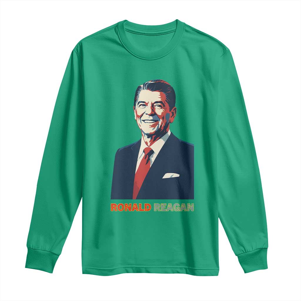 Ronald Reagan Long Sleeve Shirt American Flag US President TS14 Irish Green Print Your Wear