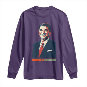 Ronald Reagan Long Sleeve Shirt American Flag US President TS14 Purple Print Your Wear