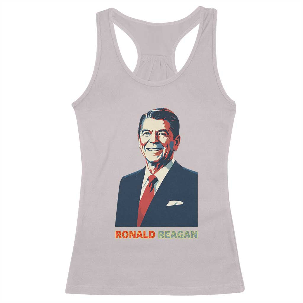 Ronald Reagan Racerback Tank Top American Flag US President TS14 Ice Gray Print Your Wear