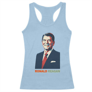 Ronald Reagan Racerback Tank Top American Flag US President TS14 Light Blue Print Your Wear