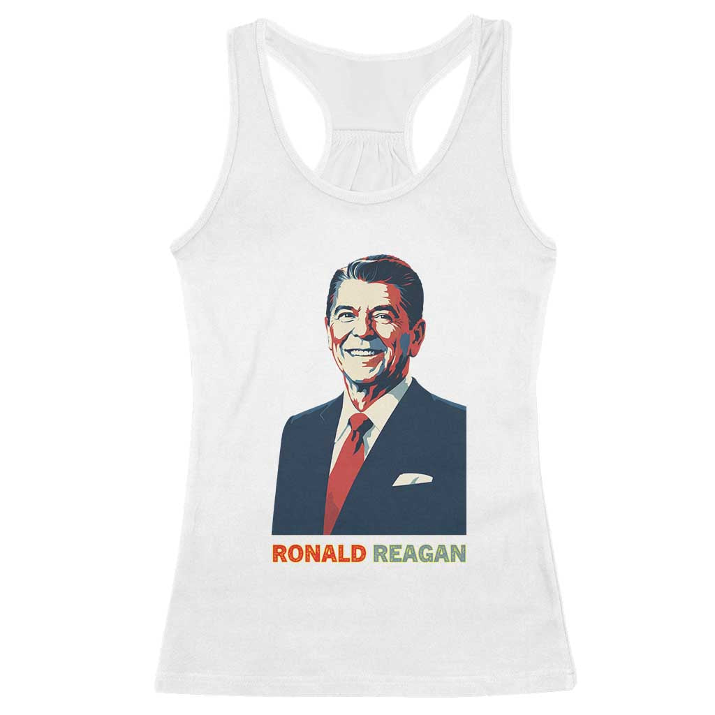 Ronald Reagan Racerback Tank Top American Flag US President TS14 White Print Your Wear