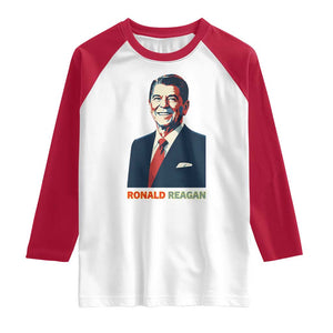 Ronald Reagan Raglan Shirt American Flag US President TS14 White Red Print Your Wear