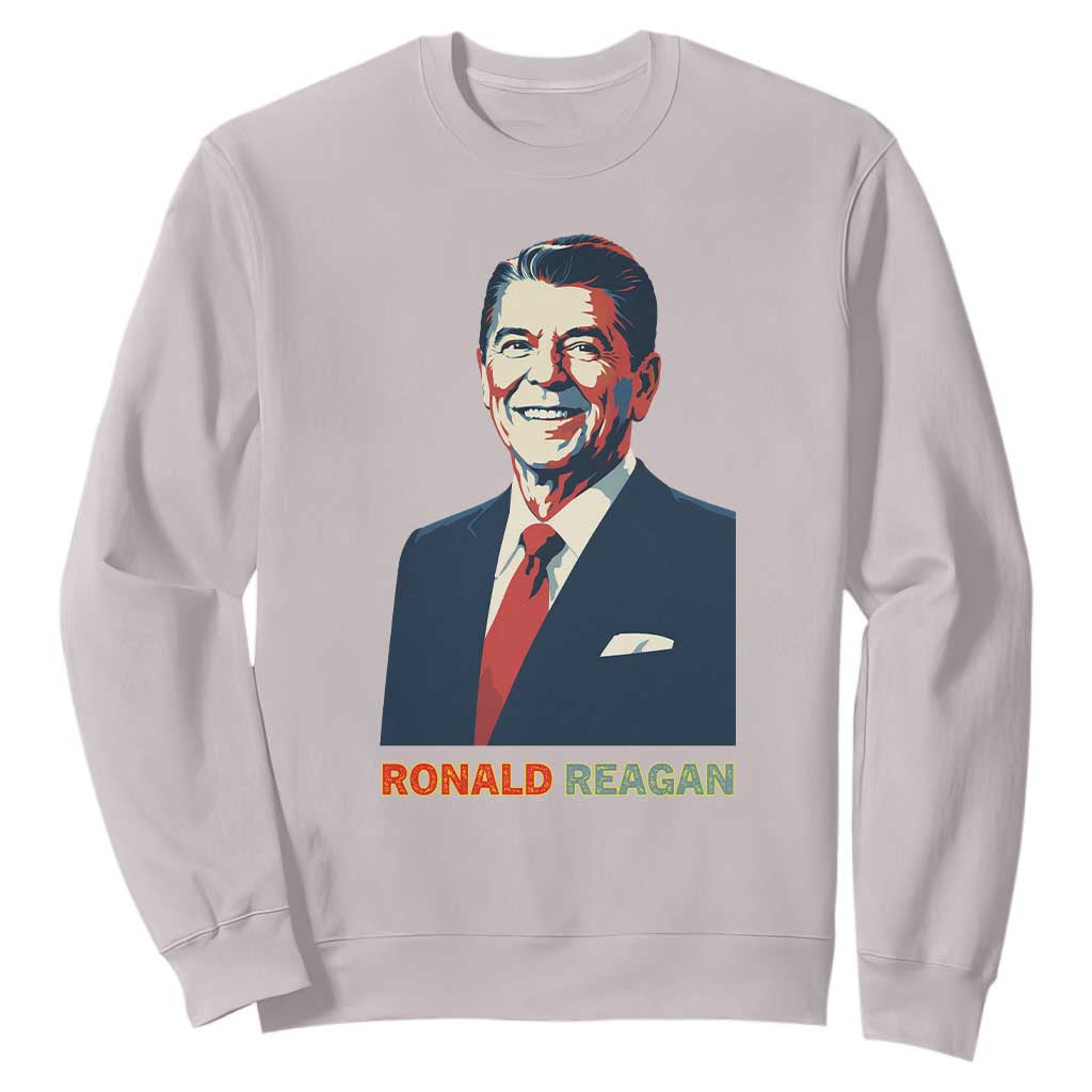 Ronald Reagan Sweatshirt American Flag US President TS14 Ice Gray Print Your Wear