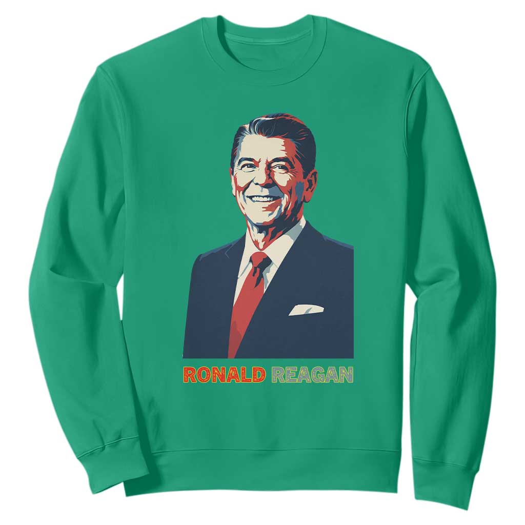 Ronald Reagan Sweatshirt American Flag US President TS14 Irish Green Print Your Wear