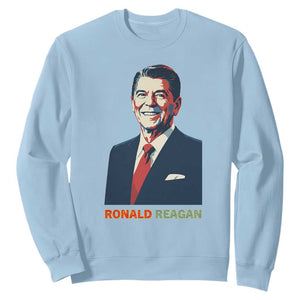 Ronald Reagan Sweatshirt American Flag US President TS14 Light Blue Print Your Wear