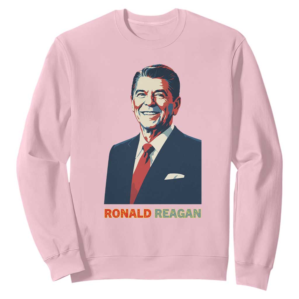 Ronald Reagan Sweatshirt American Flag US President TS14 Light Pink Print Your Wear