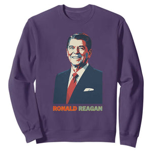 Ronald Reagan Sweatshirt American Flag US President TS14 Purple Print Your Wear
