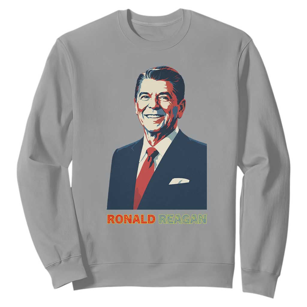 Ronald Reagan Sweatshirt American Flag US President TS14 Sport Gray Print Your Wear