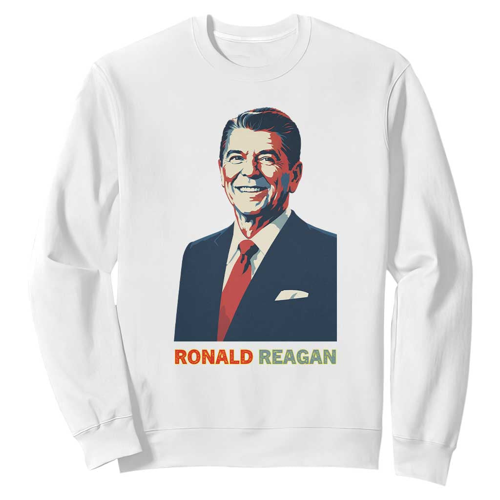 Ronald Reagan Sweatshirt American Flag US President TS14 White Print Your Wear