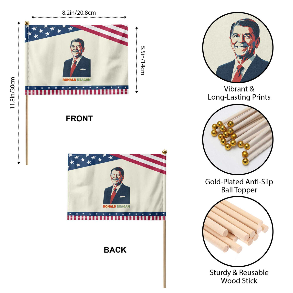 Ronald Reagan Patriotic Handheld Flag American Flag US President TS14 Print Your Wear