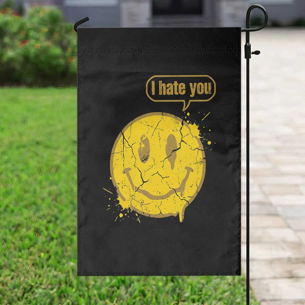I Hate You Garden Flag Vintage Yellow Happy Smile Face TS14 Print Your Wear