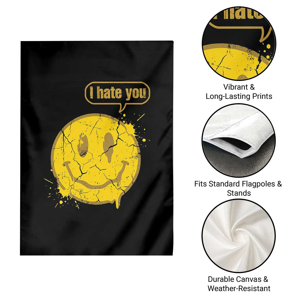 I Hate You Garden Flag Vintage Yellow Happy Smile Face TS14 Print Your Wear