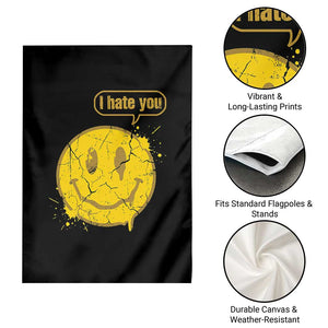 I Hate You Garden Flag Vintage Yellow Happy Smile Face TS14 Print Your Wear
