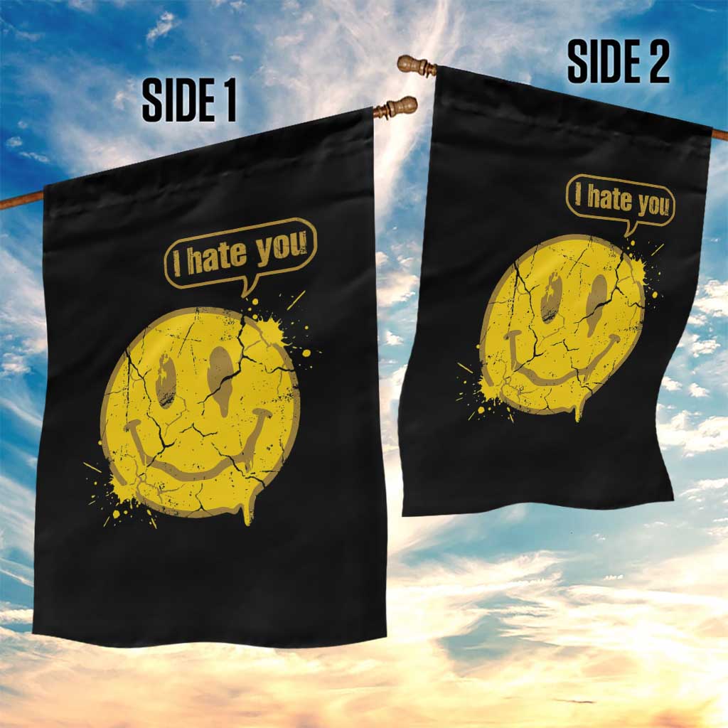 I Hate You Garden Flag Vintage Yellow Happy Smile Face TS14 Print Your Wear