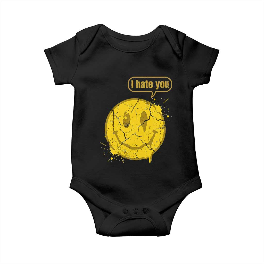 I Hate You Baby Onesie Vintage Yellow Happy Smile Face TS14 Black Print Your Wear