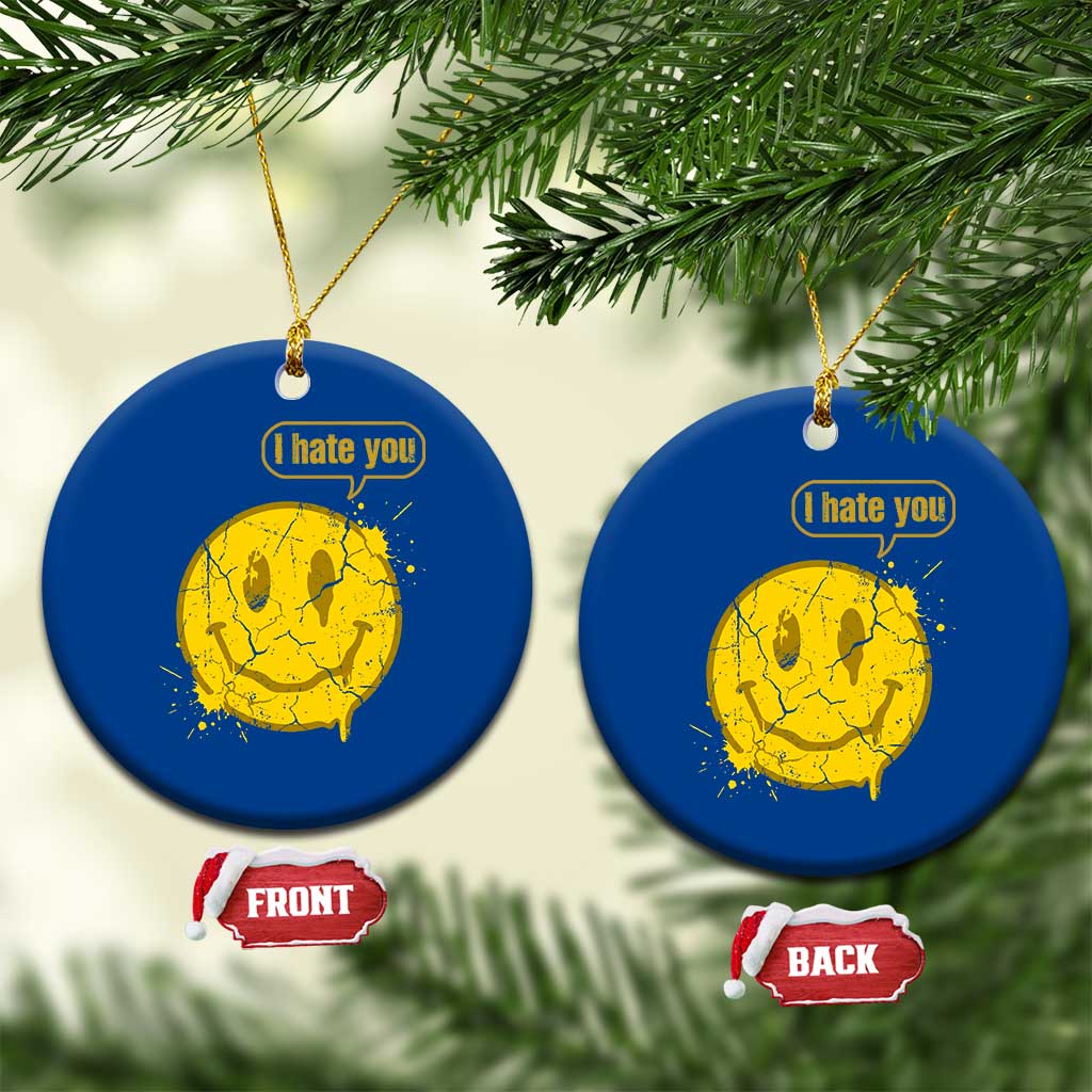 I Hate You Ceramic Ornament Vintage Yellow Happy Smile Face TS14 1pc Blue Print Your Wear