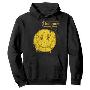 I Hate You Hoodie Vintage Yellow Happy Smile Face TS14 Black Print Your Wear