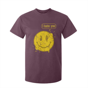 I Hate You T Shirt For Kid Vintage Yellow Happy Smile Face TS14 Maroon Print Your Wear