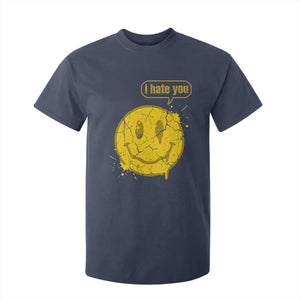 I Hate You T Shirt For Kid Vintage Yellow Happy Smile Face TS14 Navy Print Your Wear