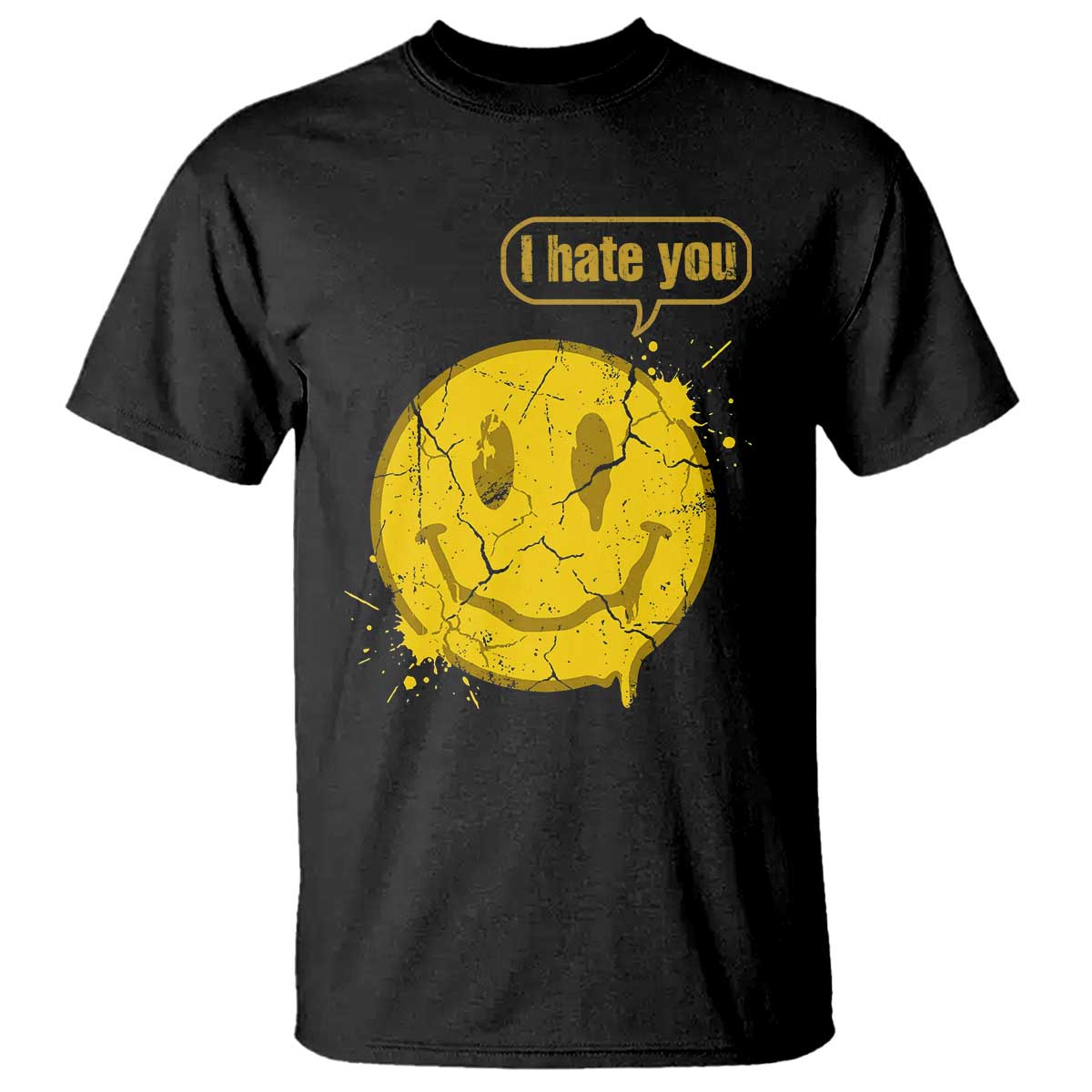 I Hate You T Shirt Vintage Yellow Happy Smile Face TS14 Black Print Your Wear