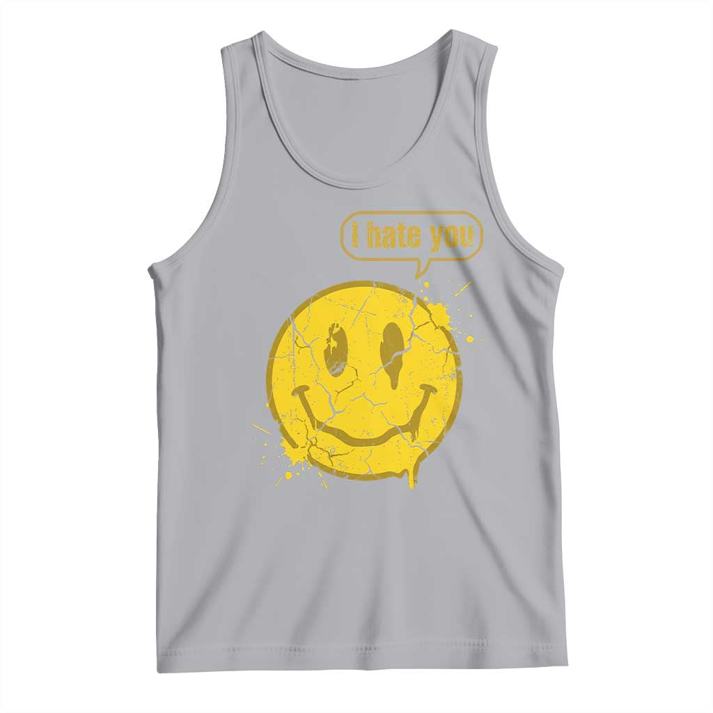 I Hate You Tank Top Vintage Yellow Happy Smile Face TS14 Athletic Heather Print Your Wear
