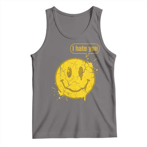 I Hate You Tank Top Vintage Yellow Happy Smile Face TS14 Deep Heather Print Your Wear