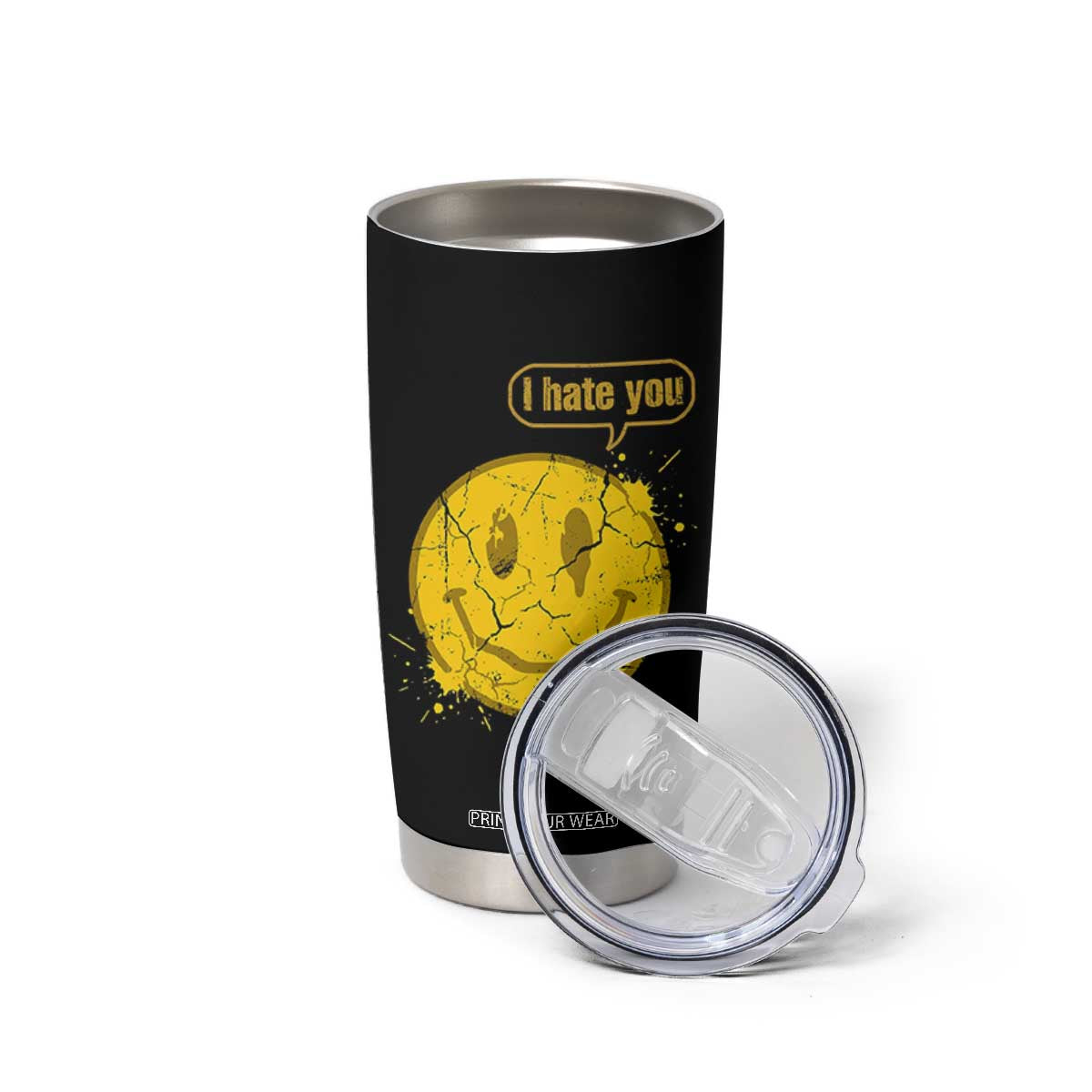 I Hate You Tumbler Cup Vintage Yellow Happy Smile Face TS14 Print Your Wear