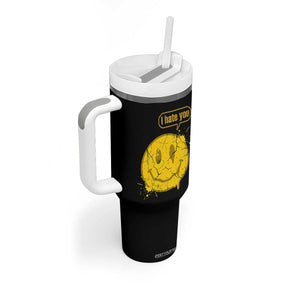 I Hate You Tumbler With Handle Vintage Yellow Happy Smile Face TS14 Print Your Wear