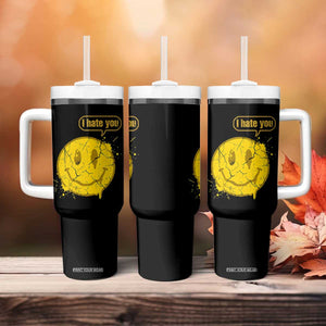 I Hate You Tumbler With Handle Vintage Yellow Happy Smile Face TS14 Print Your Wear