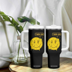 I Hate You Tumbler With Handle Vintage Yellow Happy Smile Face TS14 Print Your Wear
