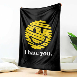 I Hate You Smile Face Meme Throw Blanket Viral Sarcastic Humor TS14 Print Your Wear