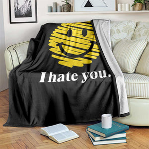 I Hate You Smile Face Meme Throw Blanket Viral Sarcastic Humor TS14 Print Your Wear
