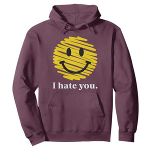I Hate You Smile Face Meme Hoodie Viral Sarcastic Humor TS14 Maroon Print Your Wear
