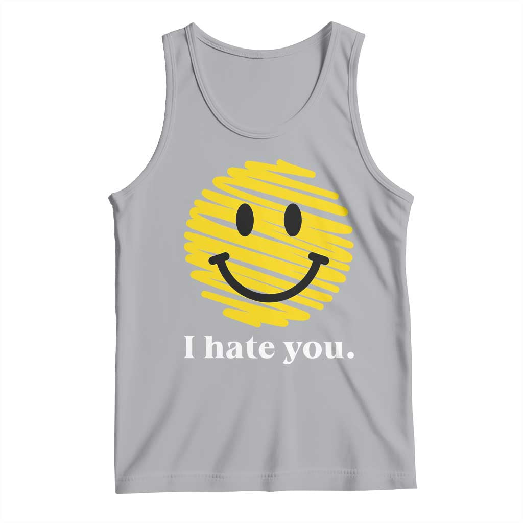I Hate You Smile Face Meme Tank Top Viral Sarcastic Humor TS14 Athletic Heather Print Your Wear