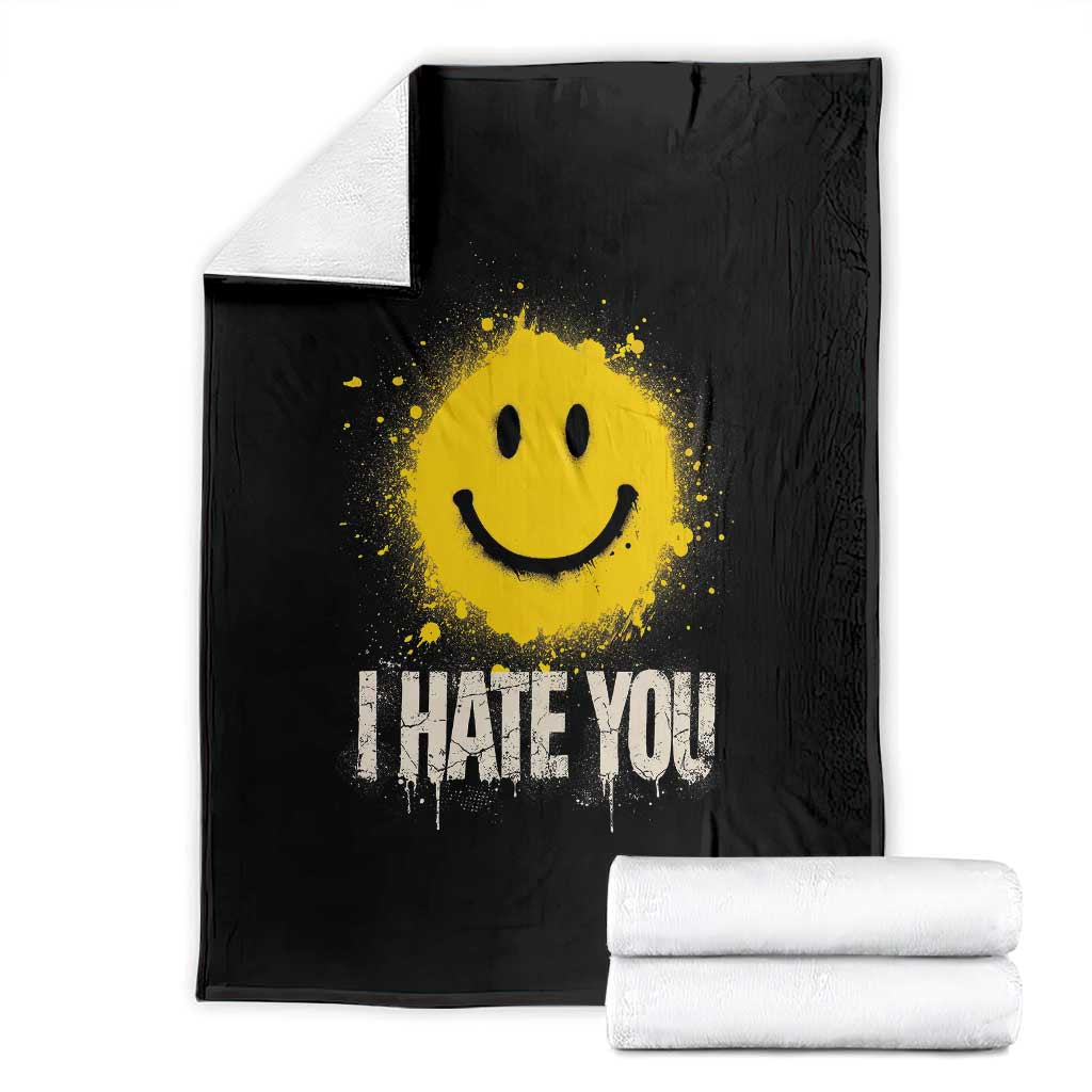I Hate You Smile Face Throw Blanket Funny Sarcastic Meme TS14 Black Print Your Wear