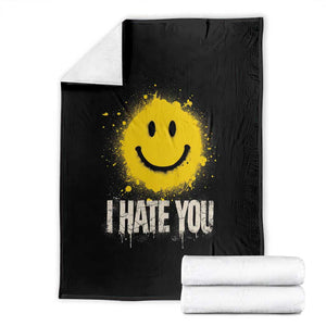 I Hate You Smile Face Throw Blanket Funny Sarcastic Meme TS14 Black Print Your Wear
