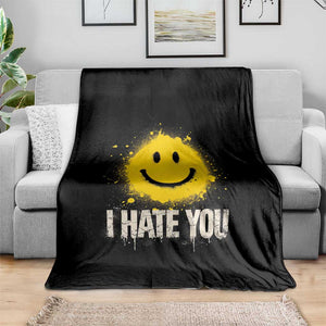 I Hate You Smile Face Throw Blanket Funny Sarcastic Meme TS14 Print Your Wear