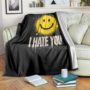 I Hate You Smile Face Throw Blanket Funny Sarcastic Meme TS14 Print Your Wear