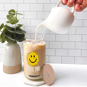 I Hate You Smile Face Glass Can Funny Sarcastic Meme TS14 Print Your Wear