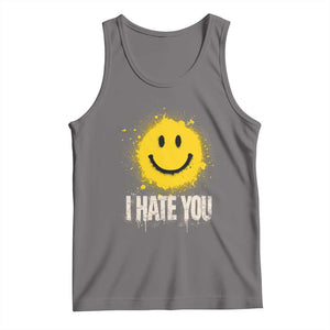 I Hate You Smile Face Tank Top Funny Sarcastic Meme TS14 Deep Heather Print Your Wear