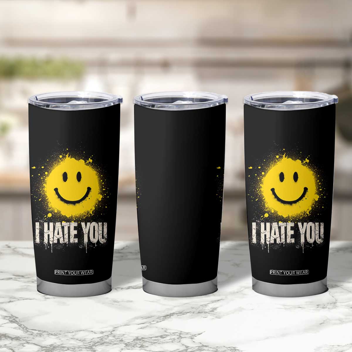 I Hate You Smile Face Tumbler Cup Funny Sarcastic Meme TS14 Print Your Wear