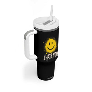 I Hate You Smile Face Tumbler With Handle Funny Sarcastic Meme TS14 Print Your Wear