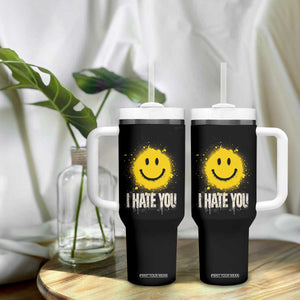 I Hate You Smile Face Tumbler With Handle Funny Sarcastic Meme TS14 Print Your Wear